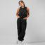 Black Women's Parachute Set for Summer Occasions: Shirt and Pants