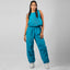 Blue Women's Parachute Set for Summer Occasions: Shirt and Pants