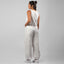 White Women's Parachute Set for Summer Occasions: Shirt and Pants