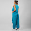 Blue Women's Parachute Set for Summer Occasions: Shirt and Pants